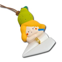 Big Pear Girl White Paper Plane Pendant