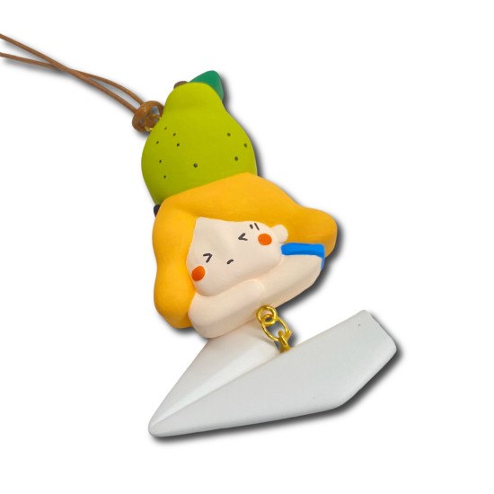 Big Pear Girl White Paper Plane Pendant