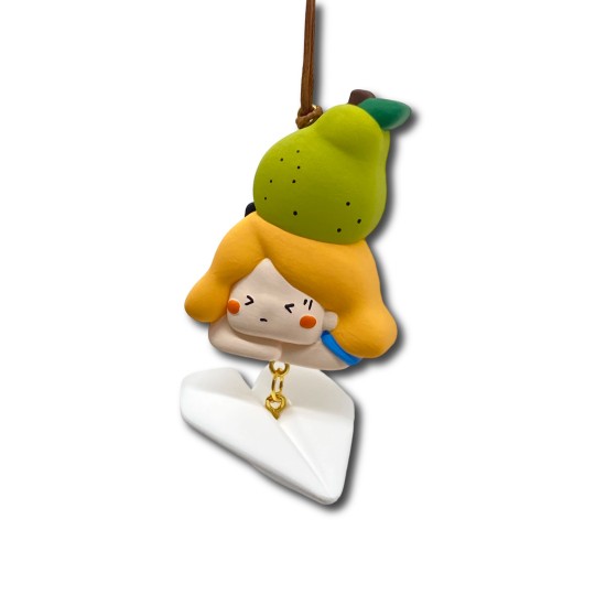 Big Pear Girl White Paper Plane Pendant