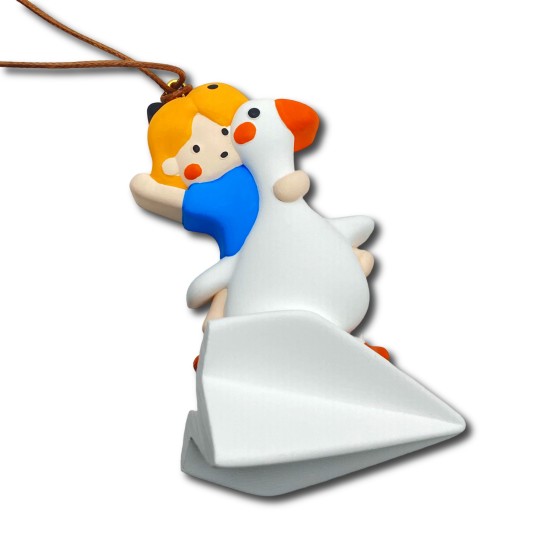 Come On "Duck" Girl White Paper Airplane Pendant