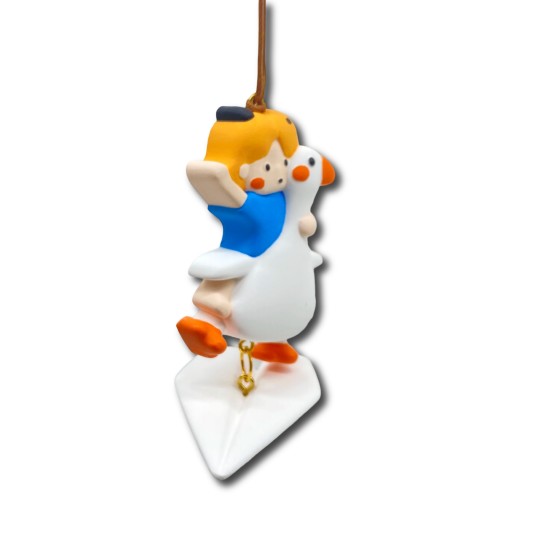 Come On "Duck" Girl White Paper Airplane Pendant