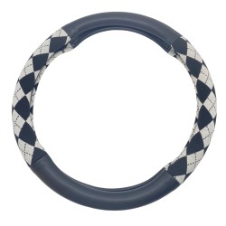 Jacquard Diamond Black And White Steering Wheel Cover