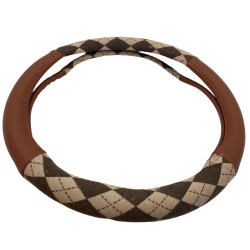 Jacquard Diamond Brown Steering Wheel Cover
