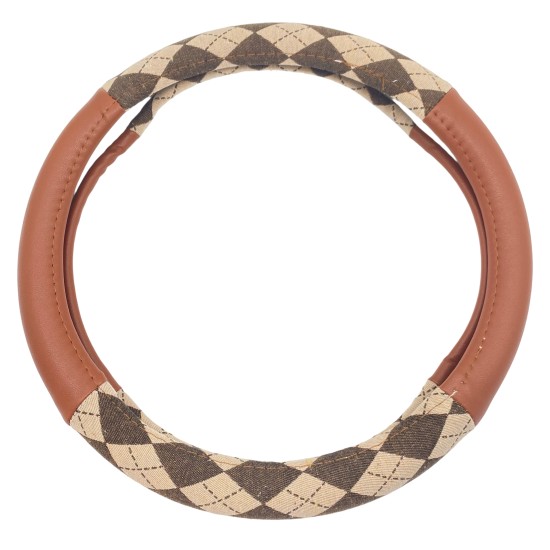 Jacquard Diamond Brown Steering Wheel Cover
