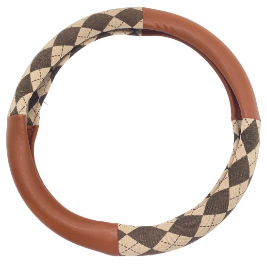 Jacquard Diamond Brown Steering Wheel Cover