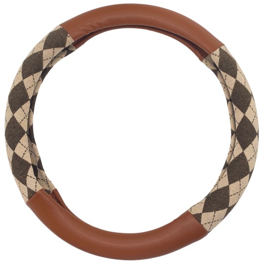 Jacquard Diamond Brown Steering Wheel Cover