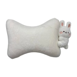 Memory Foam Bone Pillow White with Rabbit Sticker
