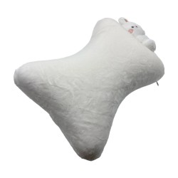 Memory Foam Bone Pillow White with Rabbit Sticker