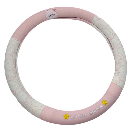 Corn Grid Embroidered Rabbit Steering Wheel Cover