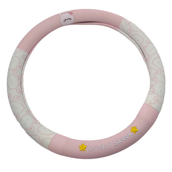 Corn Grid Embroidered Rabbit Steering Wheel Cover