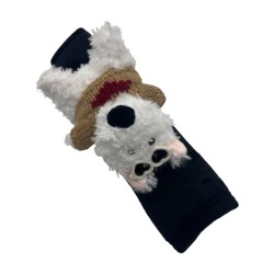 Plush Black Shoulder Patch Puppy Khaki Heart