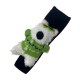 Plush Black Shoulder Patch Puppy Green Buttons
